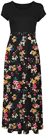 Dame 2023 plus Veličine haljine cvjetni patchwork sandresses Ljeto kratki rukav Maxi haljine Summer Crew party