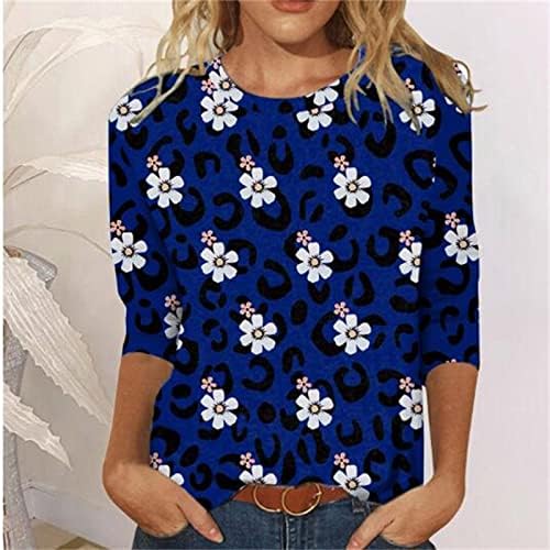 Košulje za žene okrugli vrat 3/4 rukava cvjetni print top modni novitet comfy majice bluza pulover Top