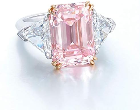Žene prstenovi izvrsne ružičaste simulirani dijamantni prsten geometrijski okrugli rub kvadratni vjenčani