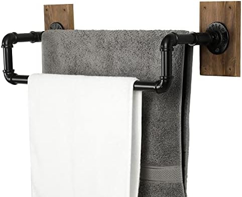 MyGift zidni industrijski metalni dvostruki bar u kupaonici ručnik za ručnik i viseći nosač odjeće sa izgorelim