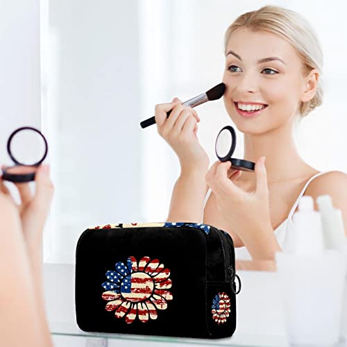 Američka zastava suncokreta Mala torbica za šminku za torbicu Travel Kozmetička torba Prijenosna toaletna