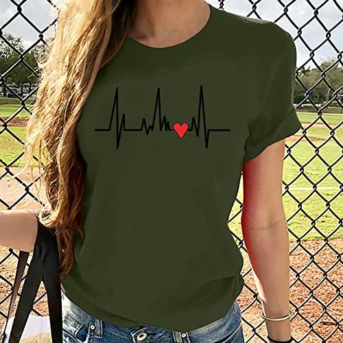 Kratki rukav 2023 odjeća pamučna košulja za ženske srčane grafičke bluze Ljetne jesene djevojke