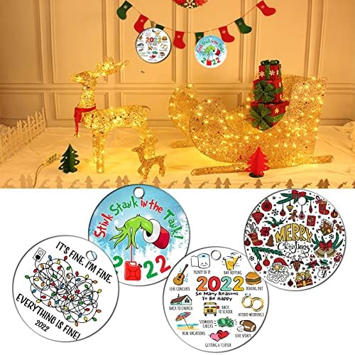 Božićni ukrasi 2022 Božić Tree dekoracije Nova Godina Ornament dvostrano štampano keramičko Drvo visi za Kućni