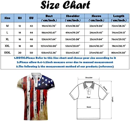 Ruiruilico Muške američke zastave Polo košulje 4. jula Patriotska majica Summer casual labav
