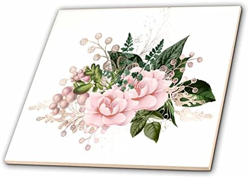 3drose prilično roze i slika ružičastog zlata floral Bouquet Illustration-Tiles
