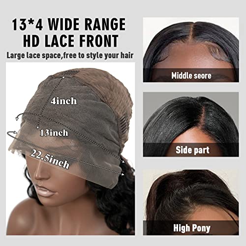 FACMOOD Lace prednja perika prava ljudska kosa za crne žene, 13x4 HD prozirne čipke frontalne perike