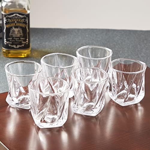 Twisted Whisky Glass Set 6, 5oz Old Fashioned Tumblers savršena čaša za koktele Crystal Whisky
