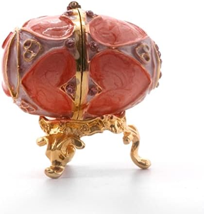 Kuća za odmor Faberge stil u obliku jaja sa šarkama nakit kolekcionarskim figuristima-pokraj poklona, ​​ružičasta,