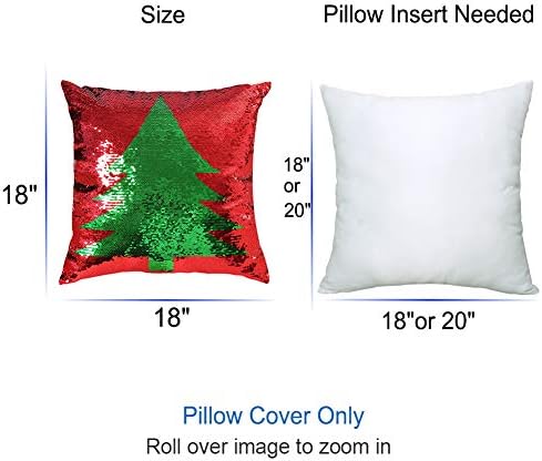 CoeuFuedy reverzibilni šljokica jastuk 18 x 18 inčni božićni sekfin jastuk pokriva čarobnu crvenu