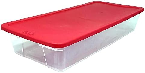 Homz Veliki 41 kvar Clear Plastic ispod kreveta Pogledajte kontejner organizatora za pohranjivanje s crvenim