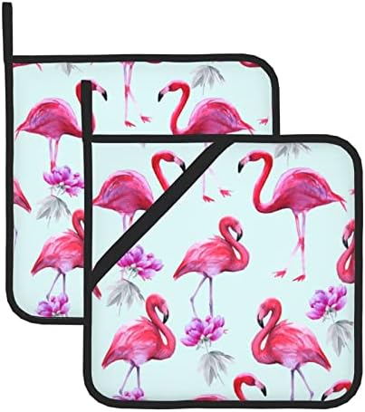 Pink Flamingos 8 x 8IN vruće jastučići, ne klizanje Pot i držač za pečenje, za kuhanje kuhinje