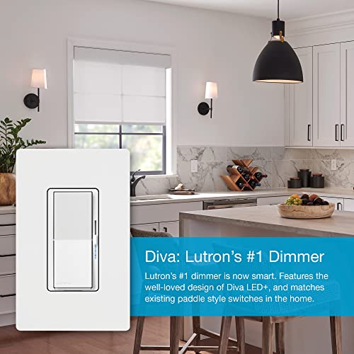 Lutron Diva Smart Dimmer prekidač sa zidnom pločom za Caséta pametno osvjetljenje | nije potrebna neutralna žica