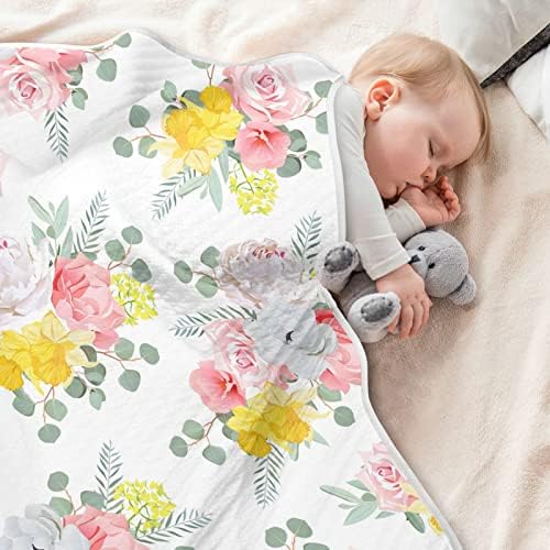 Swaddle pokrivač Peony Rose Narcis pamučna pokrivačica za dojenčad, primanje pokrivača, lagana mekana prekrivačica