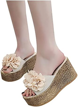 Hzmsyq Ženske sandale sa cvijećem preko gornje platforme Sandale Visoke potpetice Papuče cipele na