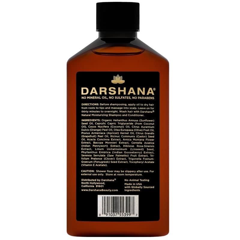 Darshana prirodno indijsko ulje za kosu za suhu ili kovrčavu kosu s ajurvedskim biljkama