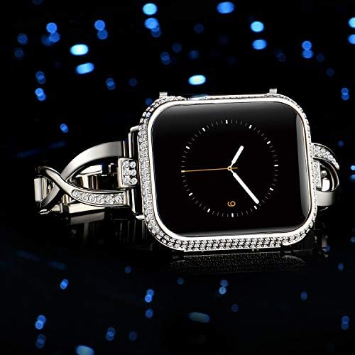 Callancity Metal Watch Case Cirkonski ukrasni poklopac za lice kompatibilan sa Apple Watch 38 mm