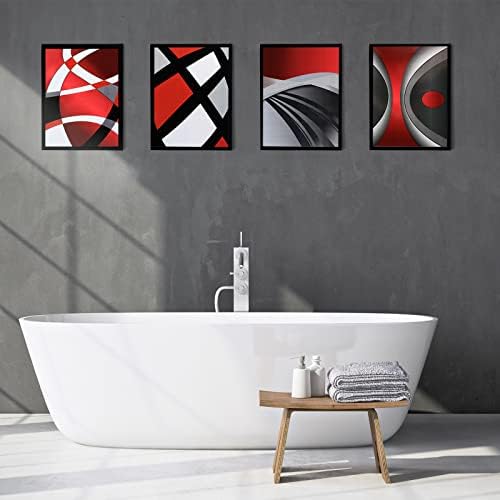 Outus 4 komada red Stripes poster Prints Neuramljena apstraktna zidna Umjetnost moderna apstraktna zidna Umjetnost
