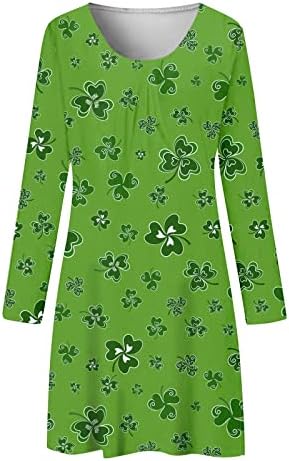 NOKMOPO Ženska haljina za zabavu 2023. modni ležerni okrugli vrat St. Patrick-ov dan Print Ležerna