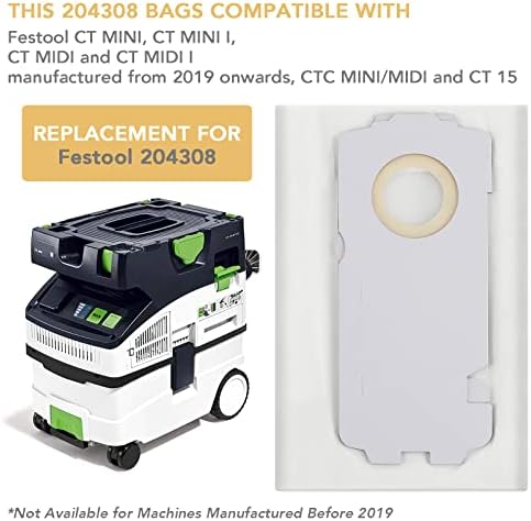 8pcs 204308 torba za CT mini / midi -2/5 filter Kompatibilno sa Festool CT Mini, CT Mini I, CT Midi i CT Midi