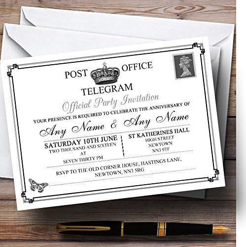 Vintage telegram elegantne bijele personalizirane obljetnice stranke