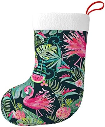 Austenstern Božićne čarape Tropički ljetni Flamingo cvjetni dvostrani kamin viseći čarape