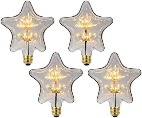 Xianfei 4pack Led Pentagram Edison sijalice, 2300k 3w toplo žute LED Edison sijalice, 85-265V štedljiva
