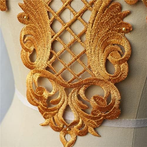 ZSQAW Zlatne tkanine Appliques Hollow Grid vezeni ovratnik za šivanje željeza na zakrpu za vjenčanu