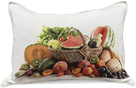 AMBESONNE Voće i povrće Pleteni jorgani jastuk, korpa puna različitih vrtnih elemenata Elementi zdrave
