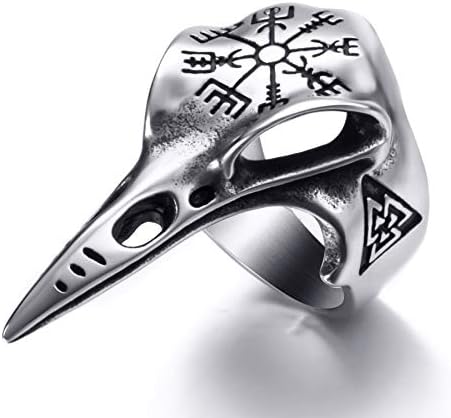 ELFASIO Vikinški prstenovi za muškarce Nordijski Valknut kompas od nehrđajućeg čelika Vintage