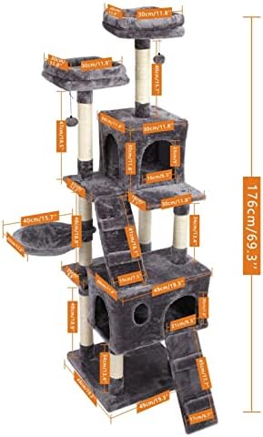 LEPSJGC Multi-Level Cat Tree Play House Climber Activity Center Tower Hammock Condo Furniture Scratch Post za mačiće