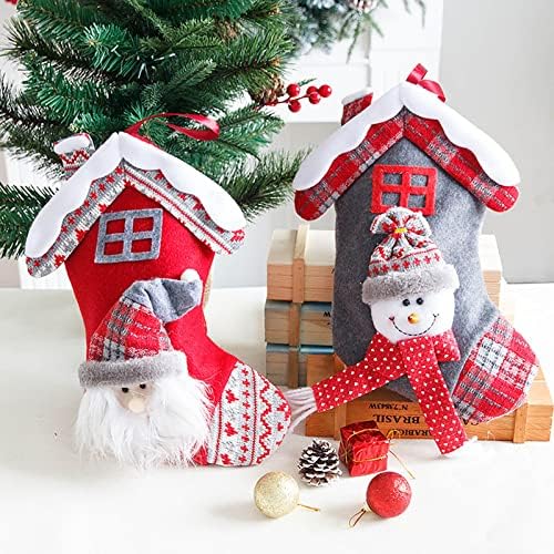 Uocufy vitraž viseći božićnu kuću Krovni oblik Božićne čarape Božićne ukrase Privjesna poklon torba