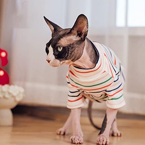Sphynx mačka ljetna odjeća za mačke samo Vintage Stripes majice meka prozračna okrugla kragna pulover Mačić