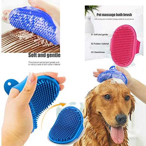 Rukavica za masažu psa na dodir s podesivim remenom četka za kupanje pogodna za duge & amp; kratke dlake