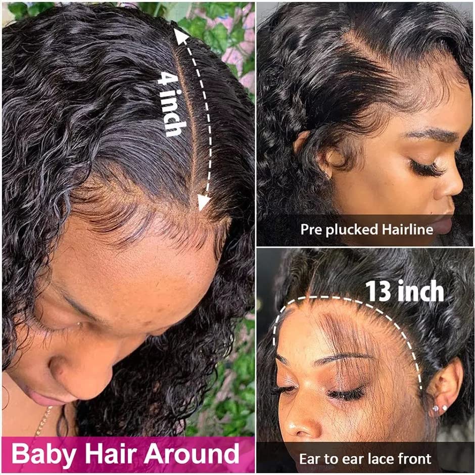 Water Wave Lace prednje perike ljudska kosa Pre Čupana Baby Hair HD prozirne mokre i valovite čipkaste perike