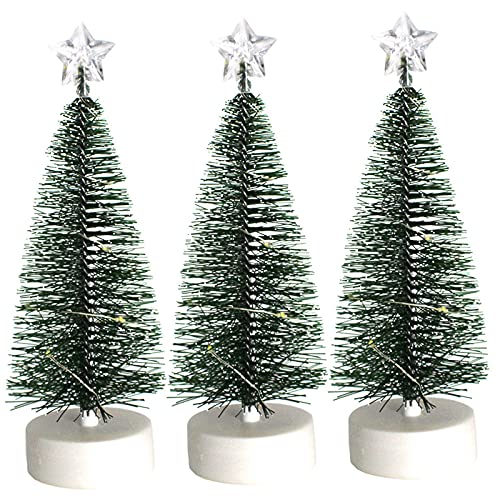 Mini božićno drvce 3pc Božićne stolove Pine igle za prašinu plavo Božićno drvce sa LED svjetlima