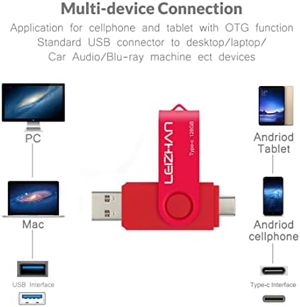 Leizhan 128GB USB-C Flash Drive, tip-c USB pogon 3.0 za Samsung Galaxy Note10, S10, bilješka 9,