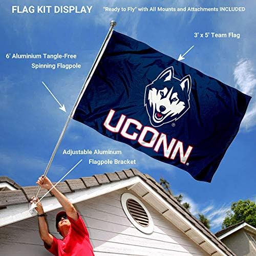 Uconn Huskies 3x5 Zastava i nosač nosača zastava