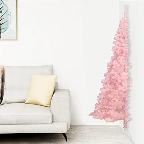 Vidaxl umjetna polovica božićnog stabla sa postoljem ružičaste 82.7 PVC