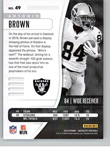 2019 Panini Apsolute Green 49 Antonio Brown Oakland Raiders NFL fudbalska trgovačka kartica