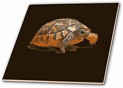 3drose Cartoon Portrait of a Baby Wild Tortoise Black Outline Art-Tiles