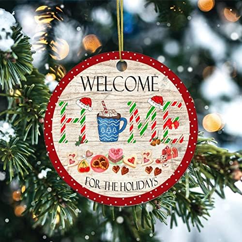 Božić uspomena ukrasi Welcome Home za odmor keramički Ornament pokloni ukrasi Red Edge božićno drvo viseći