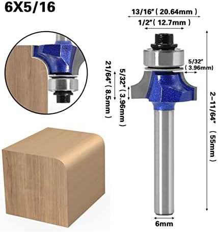 LRJSKWZC bitovi za Usmjerivače 1kom 6 mm bitovi za Usmjerivače uspravni mlinovi linija obrezivanje R ugaone kružne