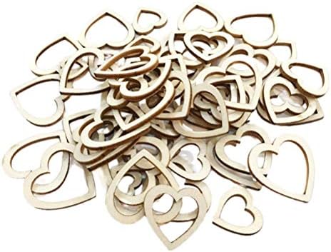 Amosfun Valentine ukrasi 200pcs 1-3cm Drveni čips u obliku srca oblikovane ploče zanatske ukrase