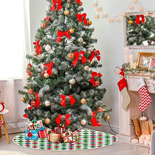 Alaza Christmas Drvo ukras, mali mini stablo suktni ukras 35,4 inča sa zelenim crvenim klasičnim klasikom