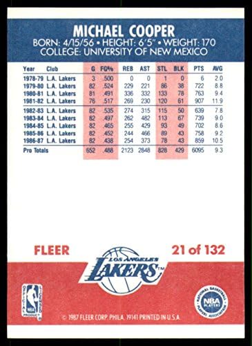 1987-88 Fleer 21 Michael Cooper Los Angeles Lakers NBA košarkaška trgovačka kartica
