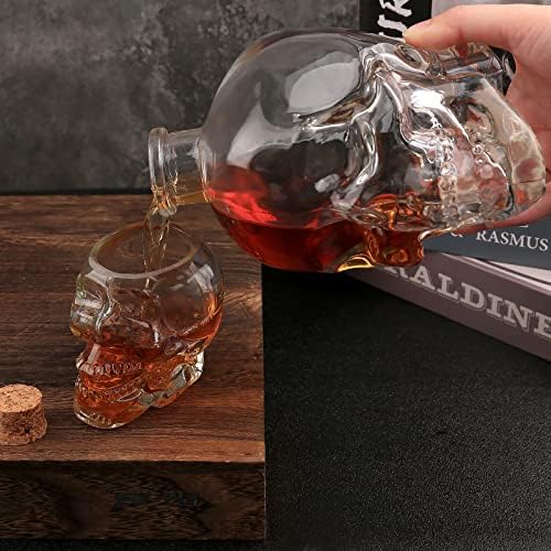 Dekanter lobanje kristalno staklo Lobanja boca pića 750ml viski Bourbon Gotička boca, sa drvenim