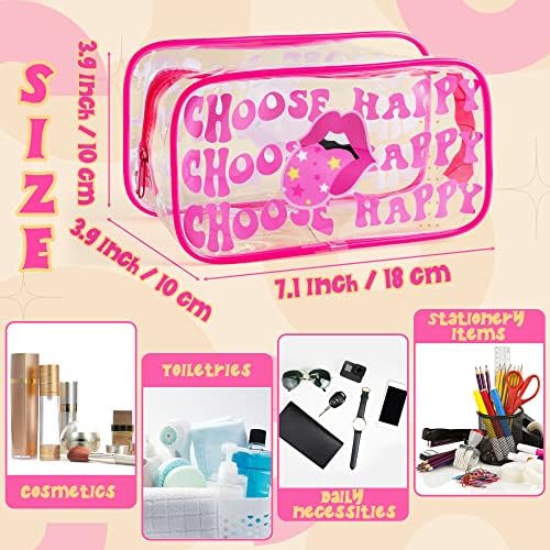 AccontOche 2kom Pink Preppy Clear PVC kozmetička torba Pink Yellow Smile hot usne uzorak transparentna