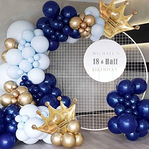 Mornarsko plavo zlato Balloon Garland Arch Kit, 109pcs Royal Blue Light Baby Blue i metalik zlatni