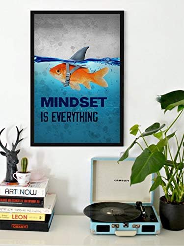 Slatka riba ilustracija Inspirational Poster Mindset je sve Poster Art motivacijski Art Neuramljen ured dekor štampane Art slika način razmišljanja je sve riba 8x 12