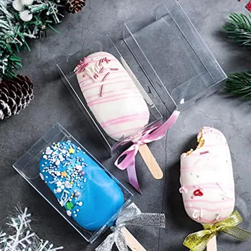 Hemoton Clear Cookie Boxes Clear Ice Pop Stick kutije: 10pcs poklon bombona sa prozorom plastični kolač za